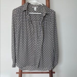 H&M Geometric Patterned Black and White Women's Top